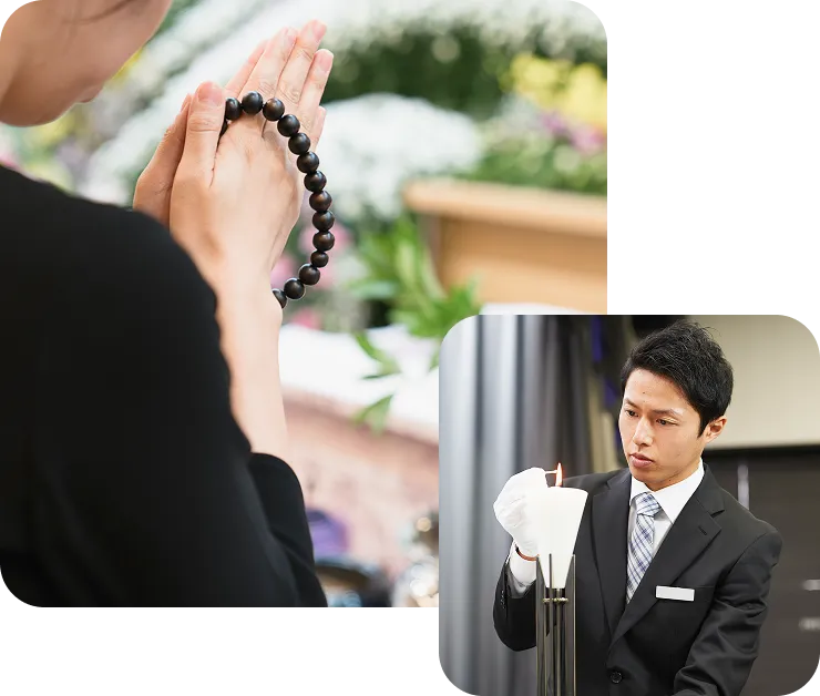 合掌する参列者の様子